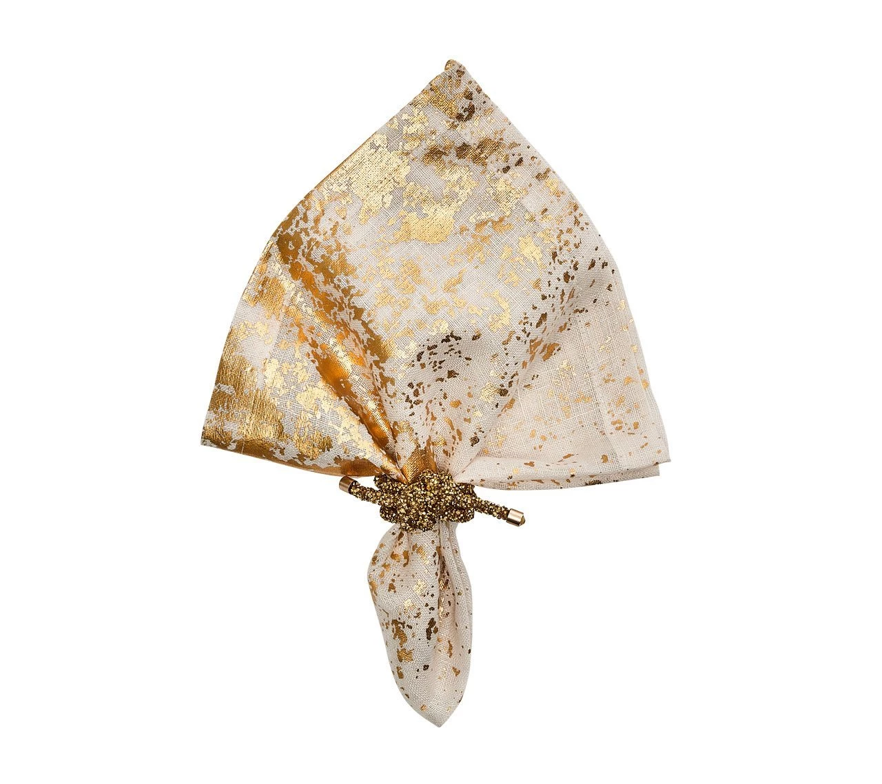 Kim Seybert Metafoil Napkin In White & Gold , Set Of 4 Napkins