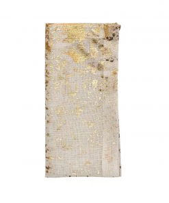 Kim Seybert Metafoil Napkin In White & Gold , Set Of 4 Napkins
