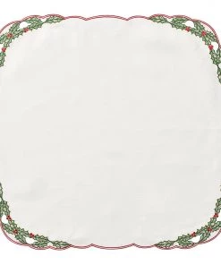 Kim Seybert Napkins Garland Napkin In White & Red & Green, Set Of 4