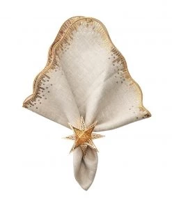 Kim Seybert Sequin Spray Napkin In Natural & Gold, Set Of 4 Napkins