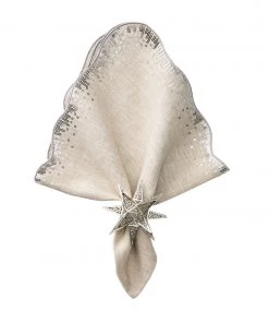 Kim Seybert Sequin Spray Napkin In Natural & Silver, Set Of 4