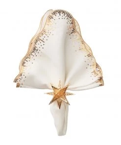Kim Seybert Sequin Spray Napkin In White & Gold, Set Of 4 Napkins