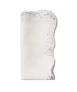 Kim Seybert Napkins Sequin Spray Napkin In White & Silver, Set Of 4