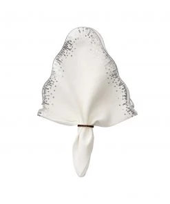 Kim Seybert Napkins Sequin Spray Napkin In White & Silver, Set Of 4