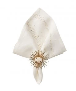 Kim Seybert Star Spray Napkin In White & Gold & Silver, Set Of 4 Napkins