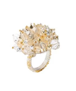 Kim Seybert Crystal Dome Napkin Ring In Gold, Set Of 4 Napkin Rings