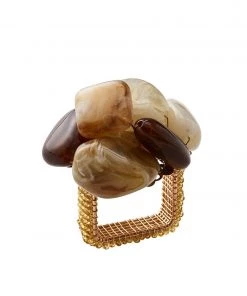 Kim Seybert Sea Stone Napkin Ring In Beige, Set Of 4