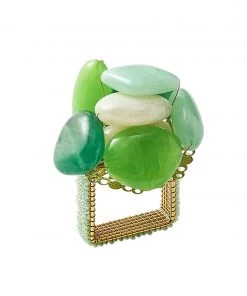 Kim Seybert Sea Stone Napkin Ring In Green, Set Of 4