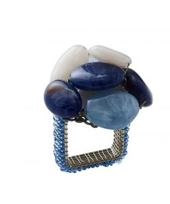 Kim Seybert Napkin Rings Sea Stone Napkin Ring In Navy, Set Of 4