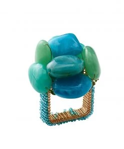 Kim Seybert Sea Stone Napkin Ring In Seafoam, Set Of 4