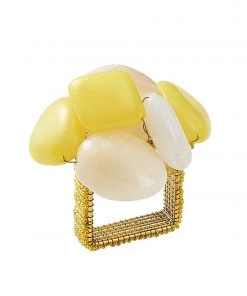 Kim Seybert Sea Stone Napkin Ring In Yellow, Set Of 4 Napkin Rings