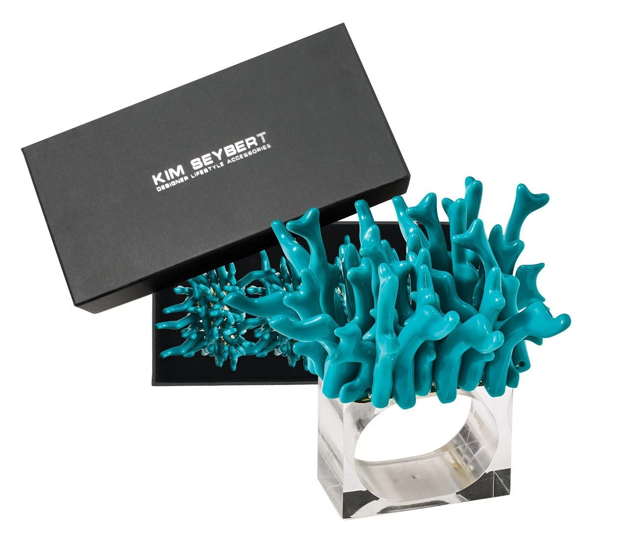 Kim Seybert Amalfi Napkin Ring In Turquoise, Set Of 4 In A Gift Box Napkin Rings