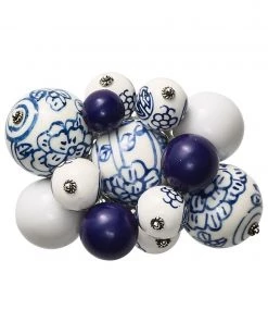 Kim Seybert Cloud Napkin Ring In White & Blue, Set Of 4 Napkin Rings