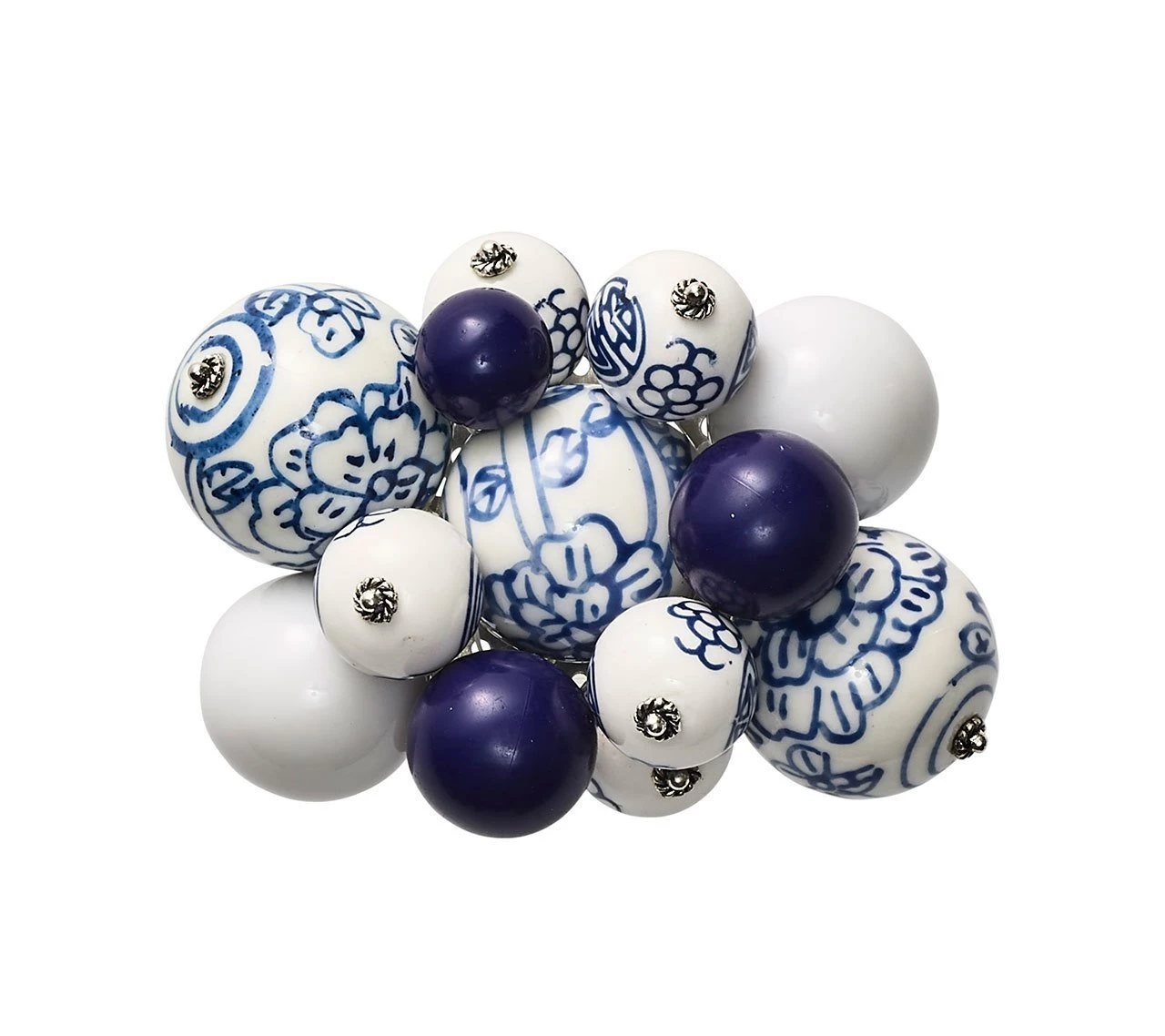 Kim Seybert Cloud Napkin Ring In White & Blue, Set Of 4 Napkin Rings