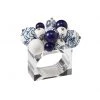 Kim Seybert Cloud Napkin Ring In White & Blue, Set Of 4 Napkin Rings