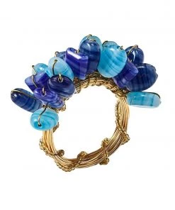 Kim Seybert Poppy Napkin Ring In Blue, Set Of 4 Napkin Rings