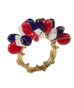 Kim Seybert Napkin Rings Poppy Napkin Ring In Red, White & Blue, Set Of 4