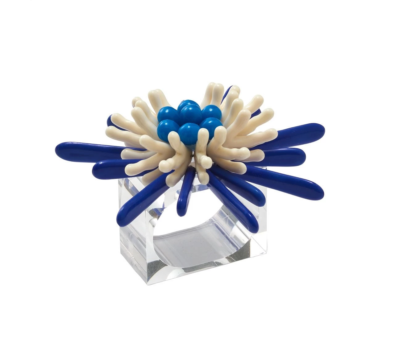 Kim Seybert Capri Napkin Ring In Navy & White, Set Of 4