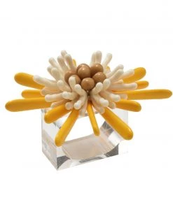 Kim Seybert Capri Napkin Ring In Yellow & White, Set Of 4