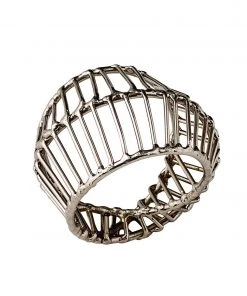 Kim Seybert Cage Napkin Ring In Silver, Set Of 4 Napkin Rings