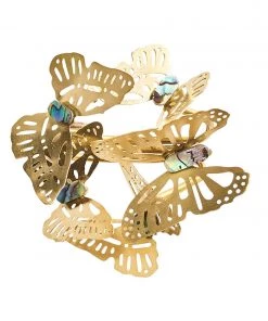Kim Seybert Napkin Rings Butterfly Garden Napkin Ring In Gold & Silver, Set Of 4