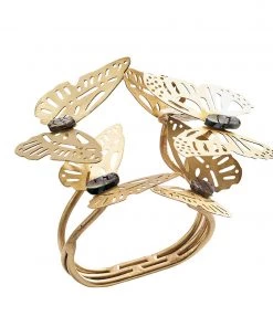 Kim Seybert Napkin Rings Butterfly Garden Napkin Ring In Gold & Silver, Set Of 4