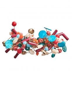 Kim Seybert Cozumel Napkin Ring In Coral & Turquoise, Set Of 4 Napkin Rings