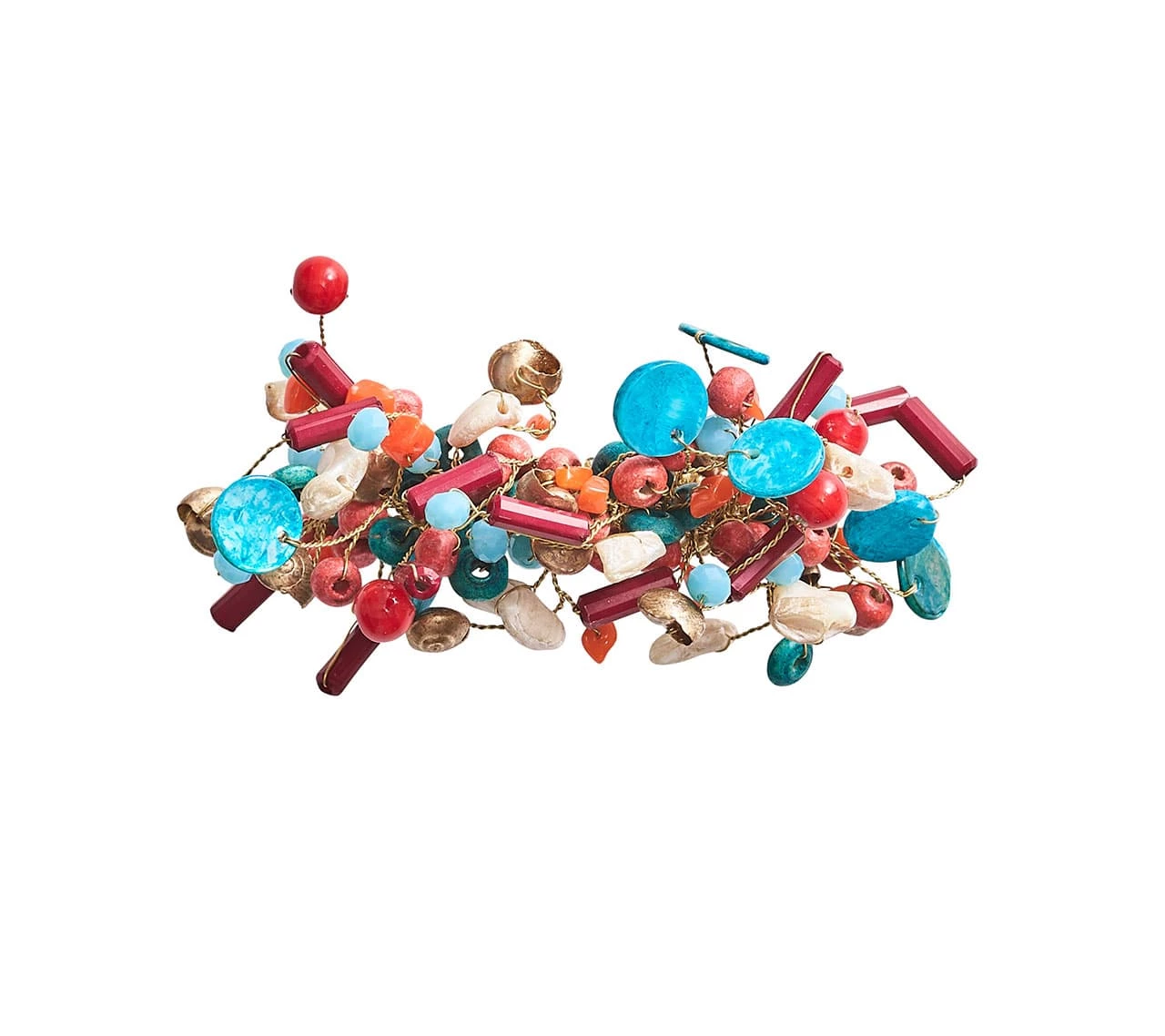 Kim Seybert Cozumel Napkin Ring In Coral & Turquoise, Set Of 4 Napkin Rings