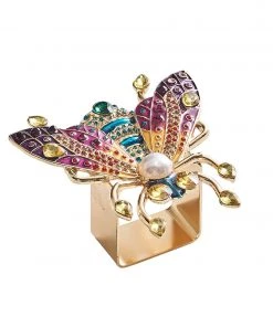 Kim Seybert Napkin Rings Glam Fly Napkin Ring In Multi, Set Of 4 In A Gift Box