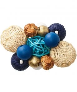 Kim Seybert Java Napkin Ring In Natural & Navy & White, Set Of 4 Napkin Rings