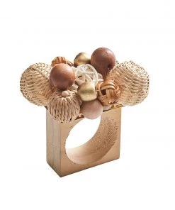 Kim Seybert Napkin Rings Java Napkin Ring In Natural & Brown, Set Of 4