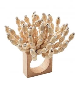 Kim Seybert Napkin Rings Reed Napkin Ring In Natural & White, Set Of 4