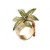 Kim Seybert Palm Coast Napkin Ring In Green & Gold, Set Of 4 In A Gift Box Napkin Rings