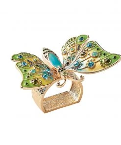 Kim Seybert Napkin Rings Arbor Napkin Ring In Blue & Green, Set Of 4 In A Gift Box