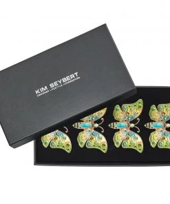 Kim Seybert Napkin Rings Arbor Napkin Ring In Blue & Green, Set Of 4 In A Gift Box