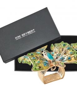 Kim Seybert Napkin Rings Arbor Napkin Ring In Blue & Green, Set Of 4 In A Gift Box