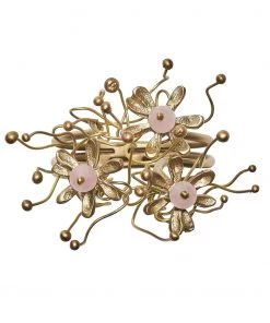 Kim Seybert Napkin Rings Flora Napkin Ring In Blush & Gold, Set Of 4