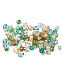 Kim Seybert Spritz Napkin Ring In Natural & Seafoam, Set Of 4 Napkin Rings