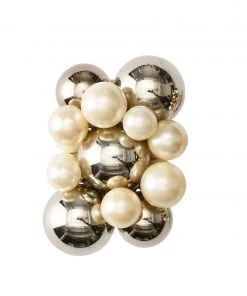 Kim Seybert Bauble Napkin Ring In Pearl & Silver, Set Of 4