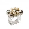 Kim Seybert Bauble Napkin Ring In Pearl & Silver, Set Of 4