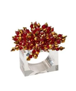 Kim Seybert Brilliant Napkin Ring In Red, Set Of 4 Napkin Rings
