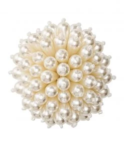 Kim Seybert Zinnia Napkin Ring In Pearl, Set Of 4