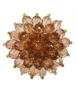 Kim Seybert Zinnia Napkin Ring In Taupe, Set Of 4