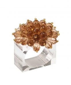 Kim Seybert Zinnia Napkin Ring In Taupe, Set Of 4