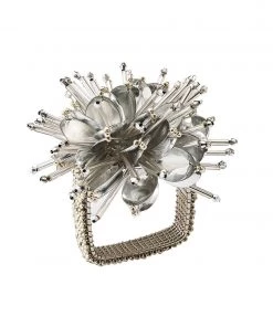Kim Seybert Starburst Napkin Ring In Silver, Set Of 4 Napkin Rings