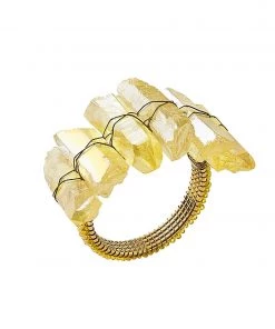 Kim Seybert Radiant Napkin Ring In Yellow, Set Of 4
