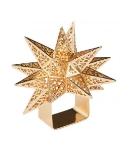 Kim Seybert Stardust Napkin Ring In Gold, Set Of 4 Napkin Rings