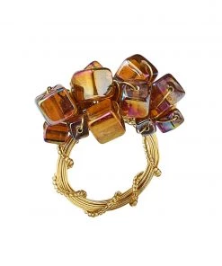 Kim Seybert Array Napkin Ring In Amber, Set Of 4 Napkin Rings