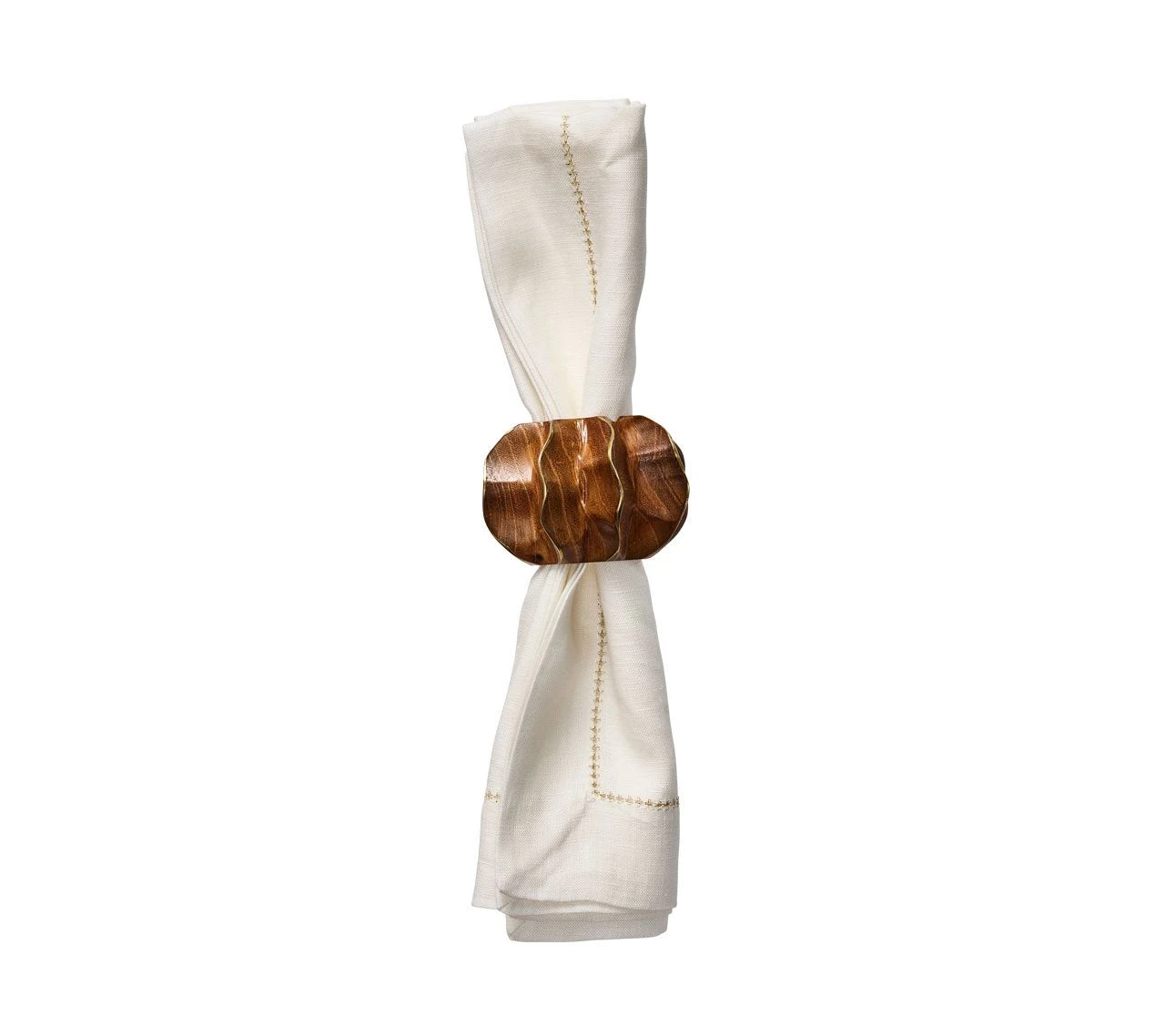 Kim Seybert Twist Napkin Ring In Brown & Gold, Set Of 4