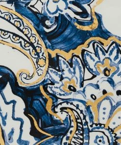 Kim Seybert Paisley Placemat In White, Navy & Gold, Set Of 4 Placemats